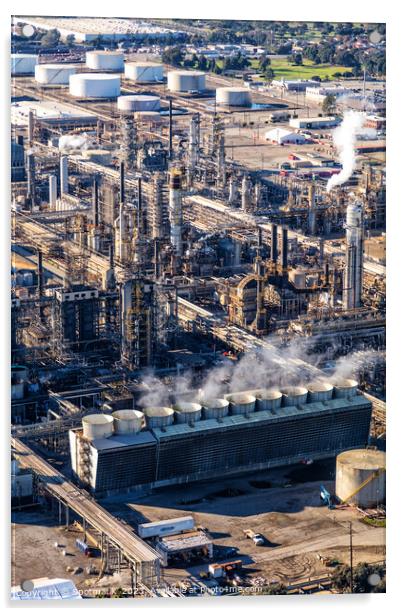 Aerial view of petrochemical production plant Los Angeles  Acrylic by Spotmatik 