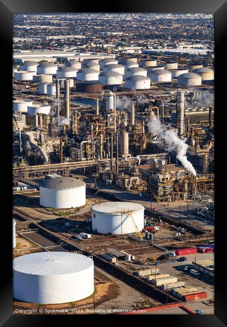 Aerial view Oil Refinery El Segundo Los Angeles  Framed Print by Spotmatik 