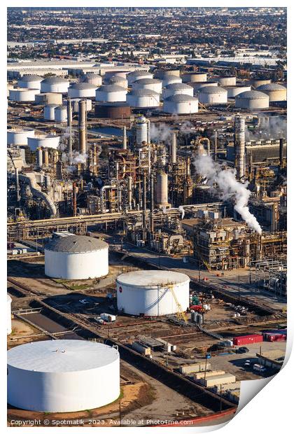 Aerial view Oil Refinery El Segundo Los Angeles  Print by Spotmatik 