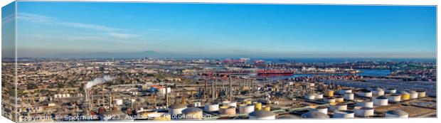 Panorama aerial view refinery oil storage Los Angeles  Canvas Print by Spotmatik 