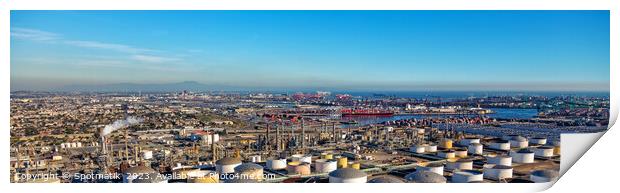 Panorama aerial view refinery oil storage Los Angeles  Print by Spotmatik 