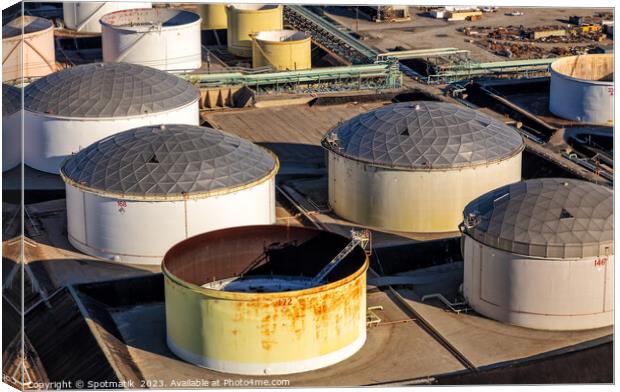 Aerial view of oil refinery near Los Angeles  Canvas Print by Spotmatik 