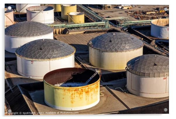 Aerial view of oil refinery near Los Angeles  Acrylic by Spotmatik 