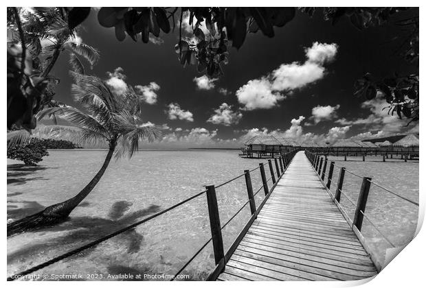 Bora Bora South sea luxury resort Overwater bungalows  Print by Spotmatik 