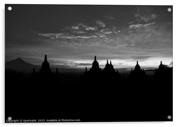 Silhouette Borobudur Landmark monument temple to Hinduism Java Acrylic by Spotmatik 