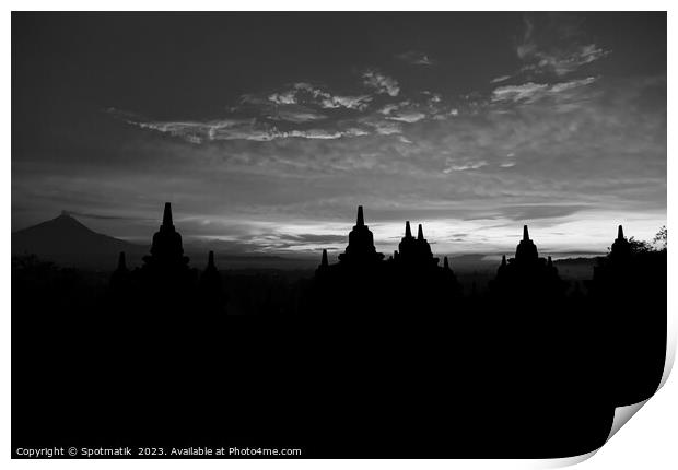 Silhouette Borobudur Landmark monument temple to Hinduism Java Print by Spotmatik 