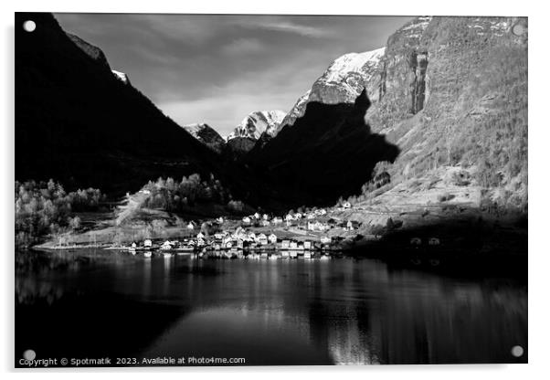 Norway valley village community on glacial fjord Scandinavia Acrylic by Spotmatik 