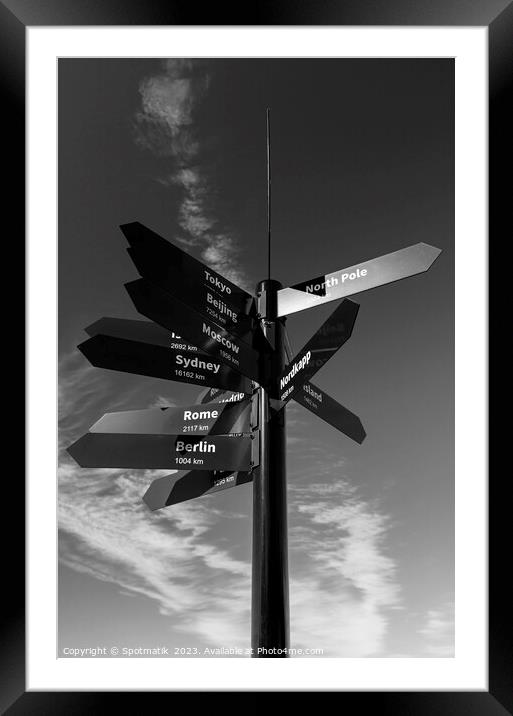 Travel Mile signpost places of the world to explore Framed Mounted Print by Spotmatik 