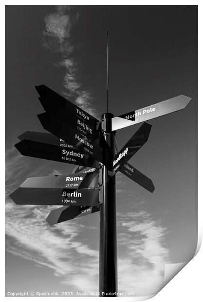Travel Mile signpost places of the world to explore Print by Spotmatik 