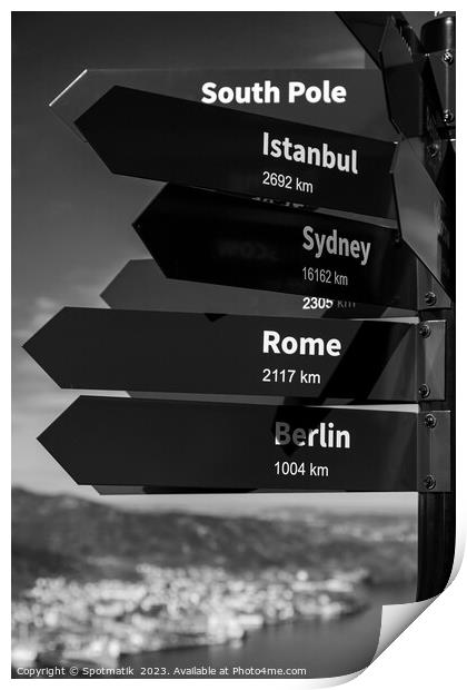 Travel Mile signpost places of the world to explore  Print by Spotmatik 