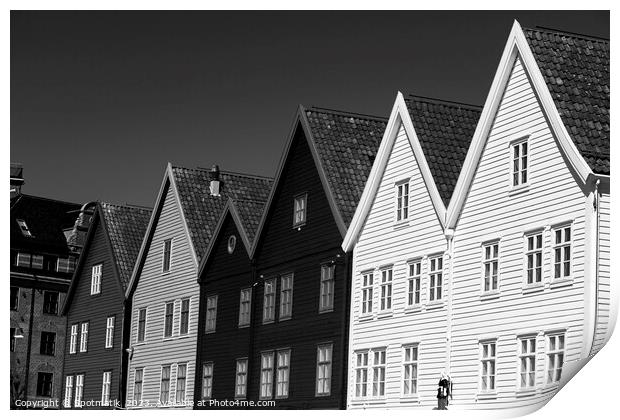 Norway Bergen Multi Colored wooden built Norwegian properties  Print by Spotmatik 
