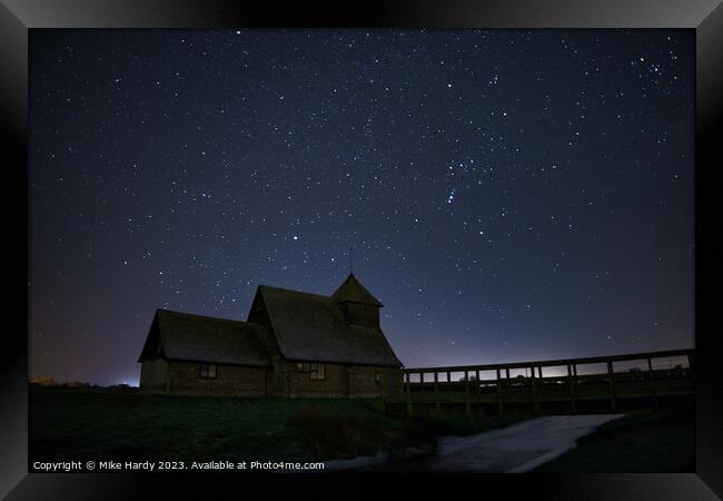 Medieval Fairfield Church beneath the stars Framed Print by Mike Hardy