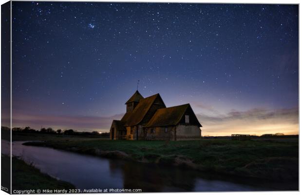 Remote church beneath the stars Canvas Print by Mike Hardy