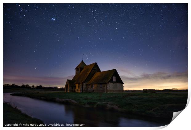 Remote church beneath the stars Print by Mike Hardy