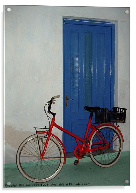 Bright bike, way to go! Acrylic by DEE- Diana Cosford