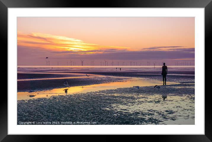 Crosby Beach at sunset  Framed Mounted Print by Lucy Norris