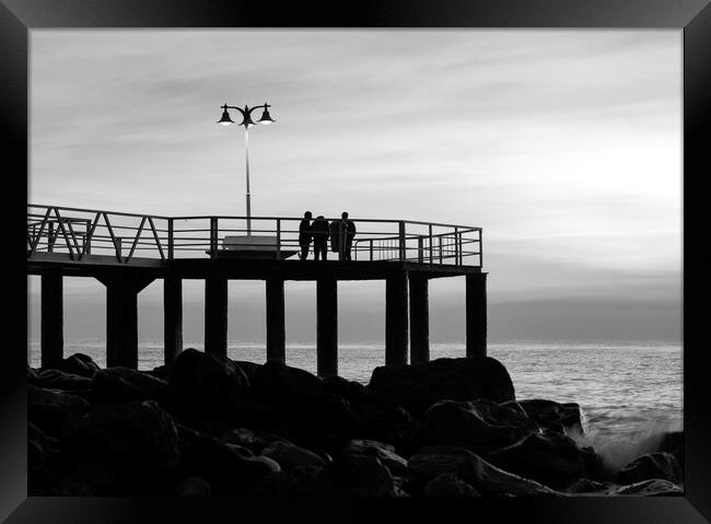 Photography with a sunrise at sea in black and white Framed Print by Vicen Photo