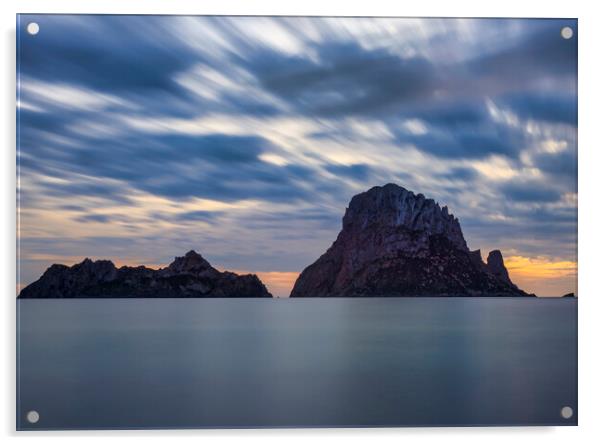 Photography with Es Vedra in long exposure in a cloudy sunset Acrylic by Vicen Photo