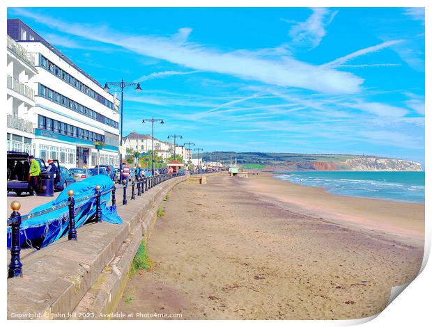 Sandown seafront in October, Isle of Wight. Print by john hill