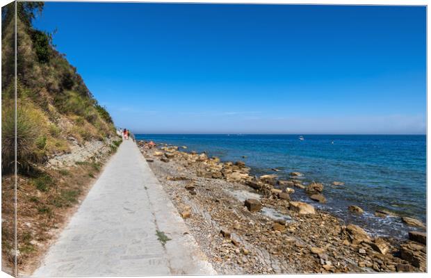 Promenade And Beach At Adriatic Sea In Piran Canvas Print by Artur Bogacki