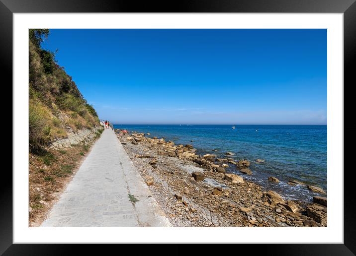 Promenade And Beach At Adriatic Sea In Piran Framed Mounted Print by Artur Bogacki
