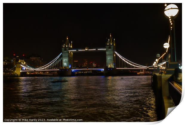 Tower Bridge at night Print by Mike Hardy
