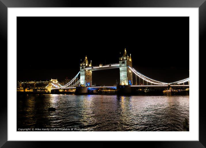 London Tower Bridge Illuminated Framed Mounted Print by Mike Hardy