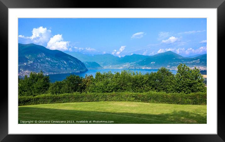 Outdoor mountain on lake Iseo in Italy Framed Mounted Print by Ottorino Cavazzana