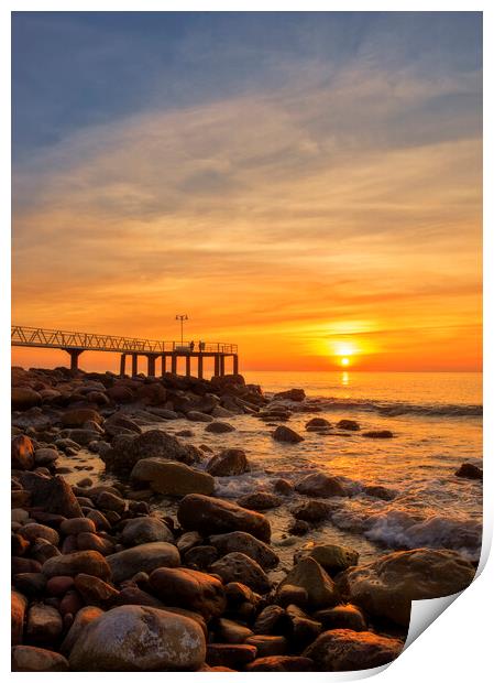 Photography with the spectacular sunrise from a beach on the Costa Azahar Print by Vicen Photo
