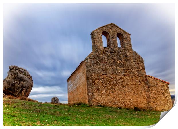 Photograph with a lonely hermitage in Gormaz Print by Vicen Photo