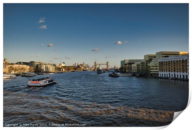 River Thames looking towards Tower Bridge Print by Mike Hardy