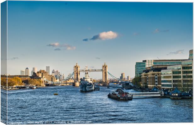 HMS Belfast and Tower Bridge Canvas Print by Mike Hardy