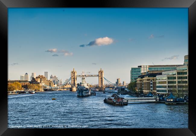 HMS Belfast and Tower Bridge Framed Print by Mike Hardy