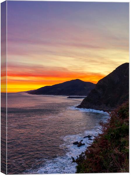 Photograph with the coast between Zarautz and Deba at dawn from a viewpoint Canvas Print by Vicen Photo