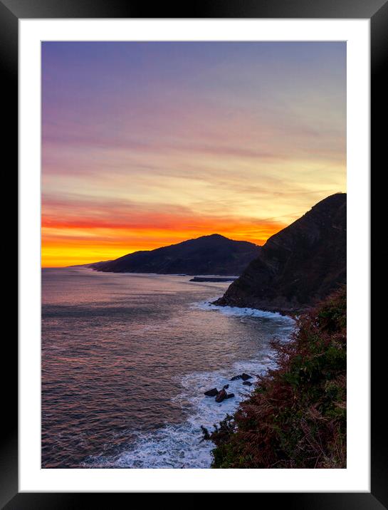 Photograph with the coast between Zarautz and Deba at dawn from a viewpoint Framed Mounted Print by Vicen Photo