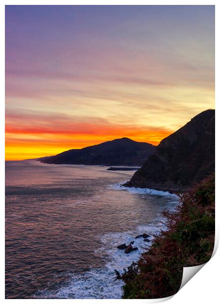 Photograph with the coast between Zarautz and Deba at dawn from a viewpoint Print by Vicen Photo