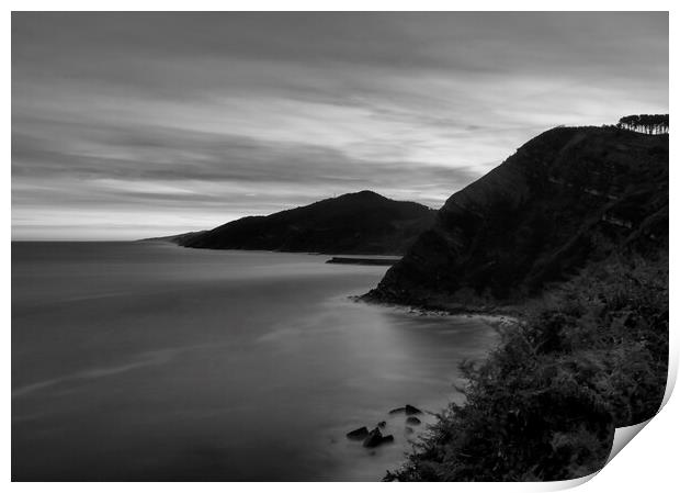Photography with the Talai Mendi viewpoint in Zarautz in black and white Print by Vicen Photo