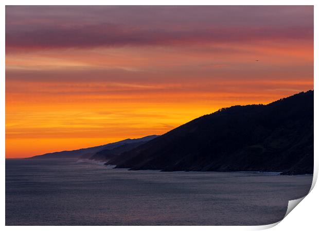 Photography with a colorful sunrise in a calm sea in Zarautz Print by Vicen Photo