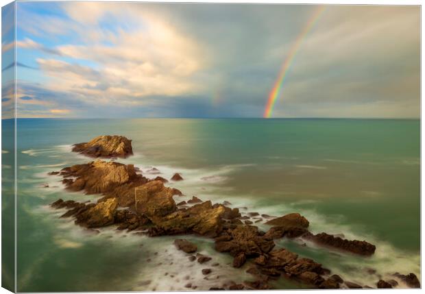 Photography with the rainbow in a calm seascape Canvas Print by Vicen Photo