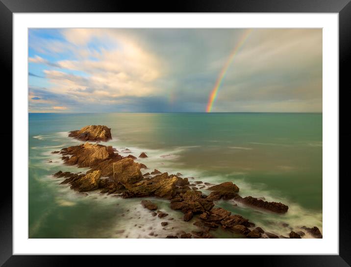 Photography with the rainbow in a calm seascape Framed Mounted Print by Vicen Photo