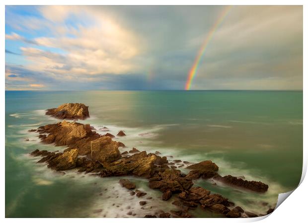 Photography with the rainbow in a calm seascape Print by Vicen Photo