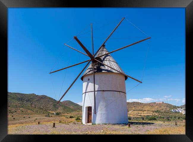 Photograph with an old windmill in Almeria Framed Print by Vicen Photo