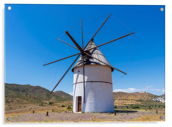 Photograph with an old windmill in Almeria Acrylic by Vicen Photo