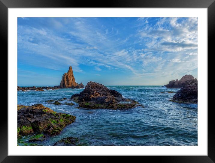 Photography with the rough sea in the sirens reef Framed Mounted Print by Vicen Photo