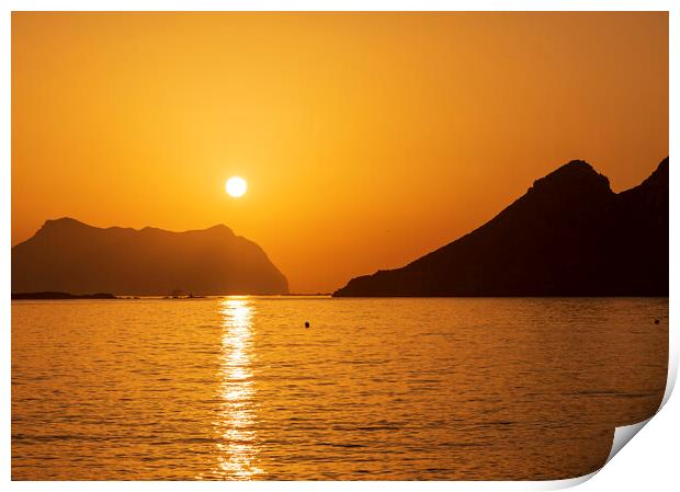Photography with a sunrise on the beach of the cocedores del hornillo in Aguilas Print by Vicen Photo
