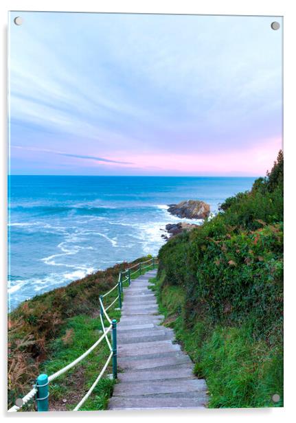 Photography with some stairs to the Cantabrian in Zarautz Acrylic by Vicen Photo