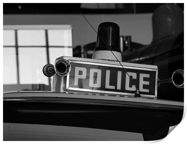 Retro Police Car Print by Emma Dickson