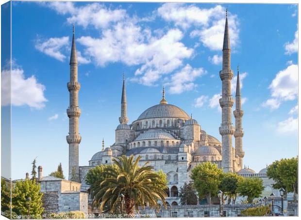 Sultan Ahmed Mosque or The Blue Mosque in Istanbul  Canvas Print by M. J. Photography