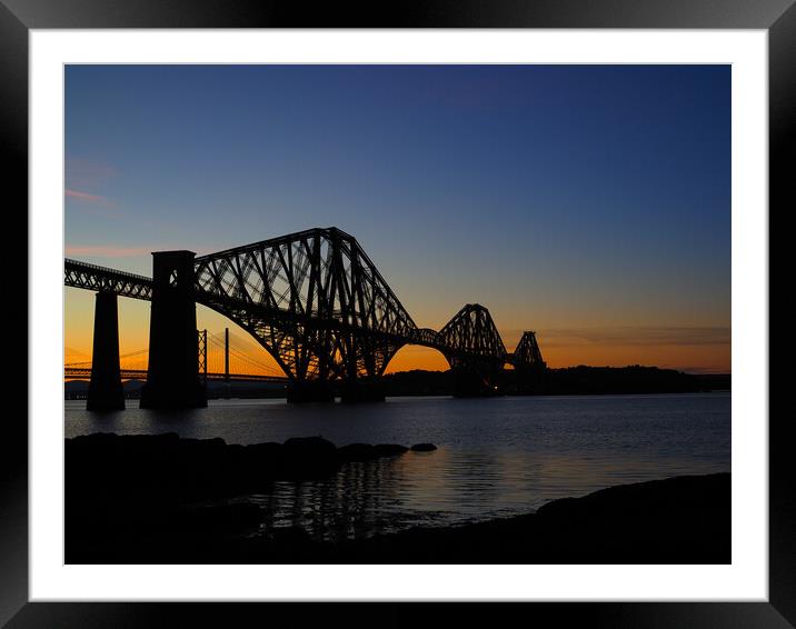 Sunset Behind the Forth Rail Bridge Framed Mounted Print by Emma Dickson