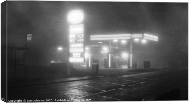Filling Station at Night Canvas Print by Lee Osborne
